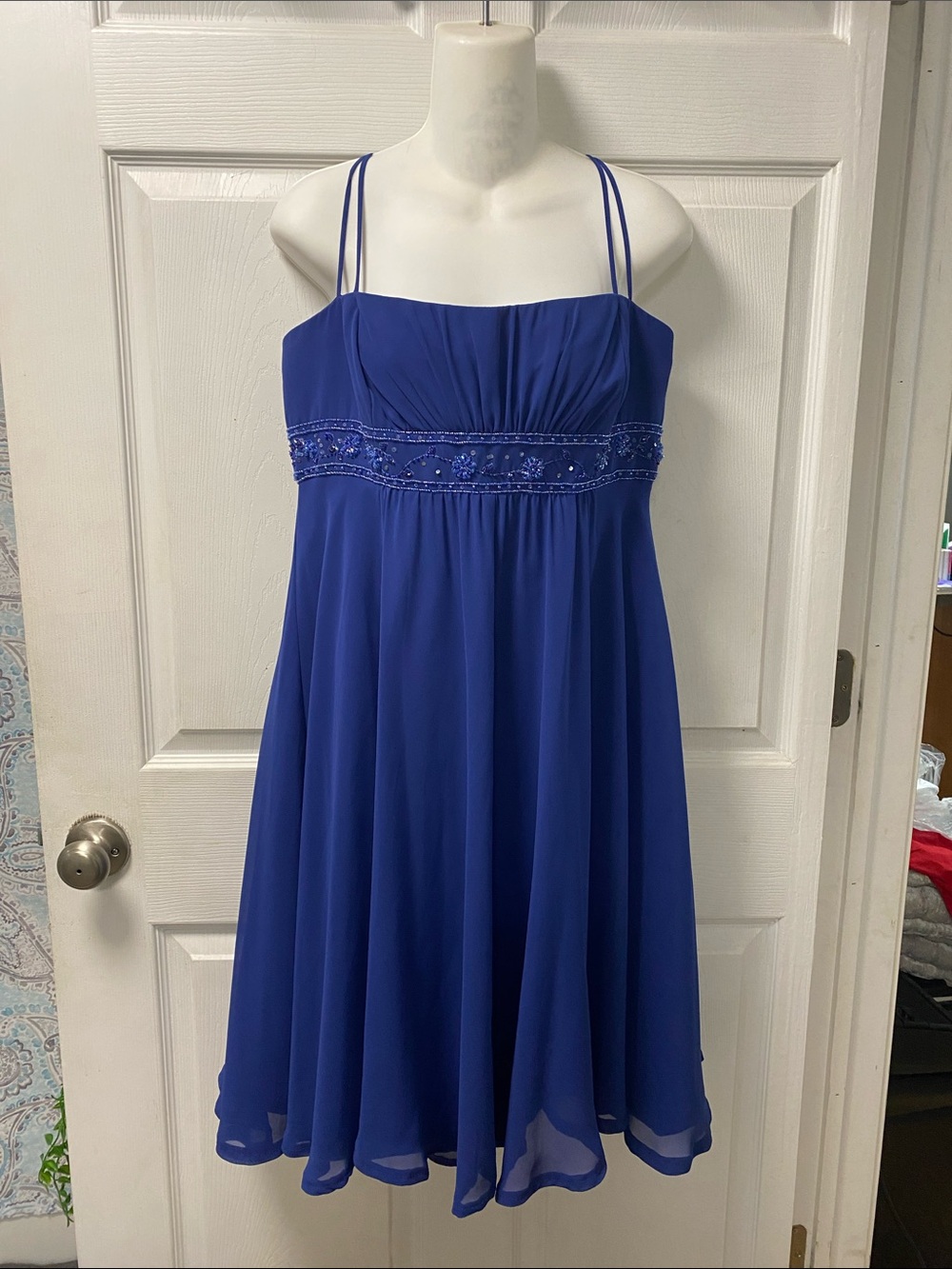 Royal Blue Spaghetti-Strap Dress By David’s Bridal